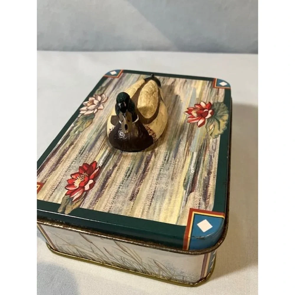 Decorative Tin‎ with Attached Ceramic Duck by GiftCo, Inc